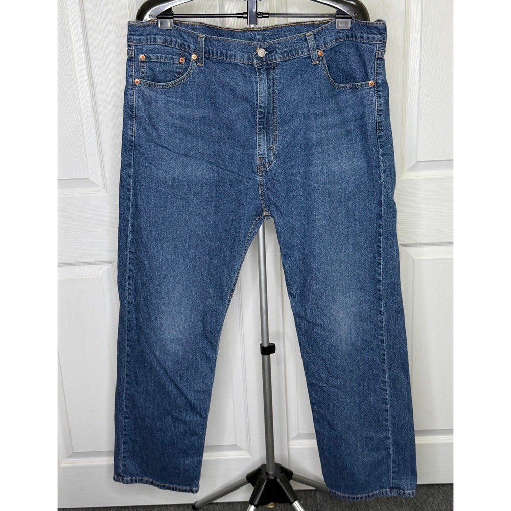 Levis 505 Jeans Mens 42x30 Blue Regular Fit Straight Leg Stretch Denim